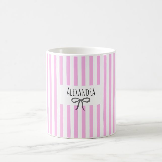 Mug Nom rayures rose tendance moderne dessin à la main (Centre)