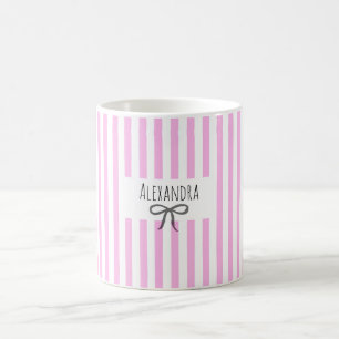 Mug Nom rayures rose tendance moderne nœud main