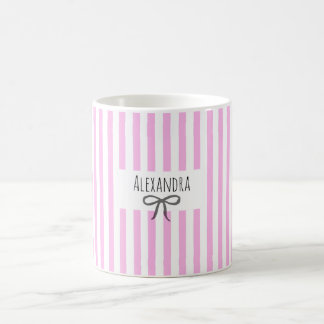 Mug Nom rayures rose tendance moderne nœud main