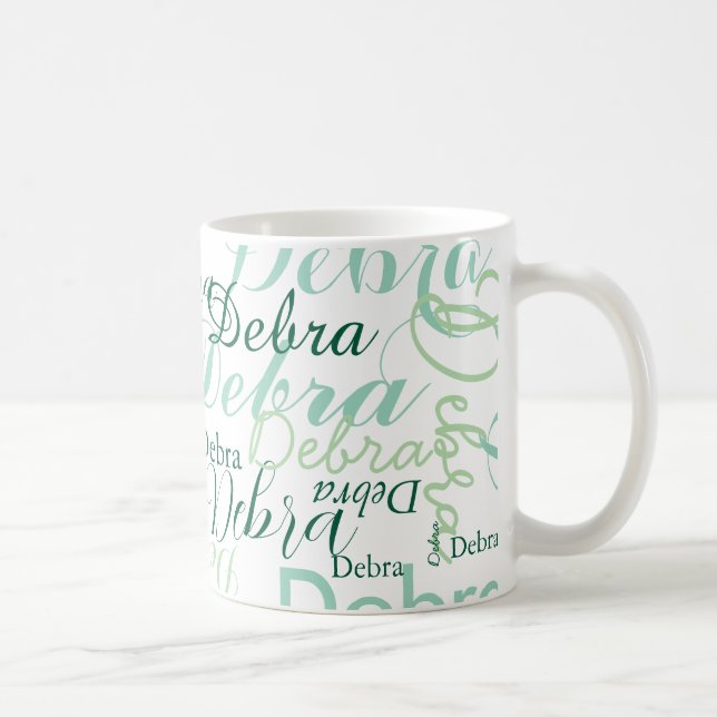 Mug Nom répétitif Typographie motif vert (Droite)