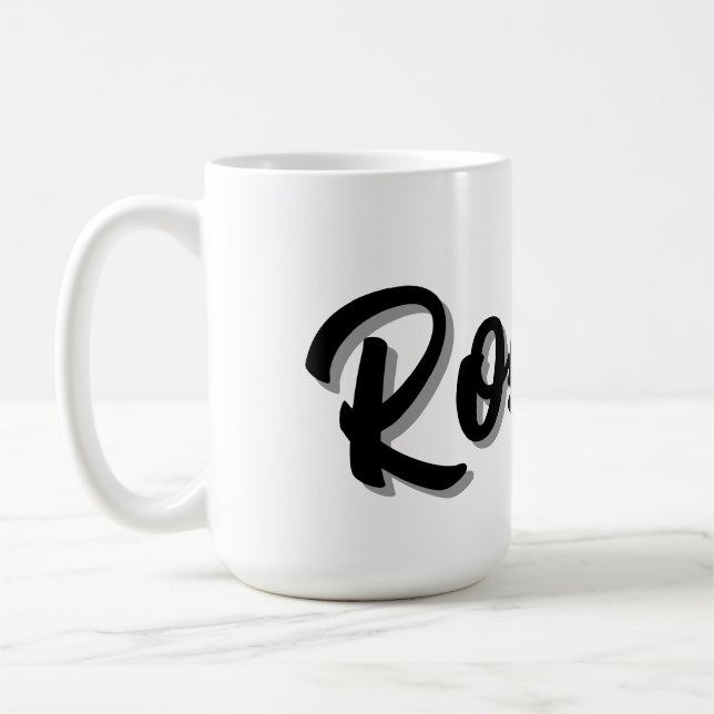 Mug Nom Robert Noir Avec Ombre Portée, (Gauche)