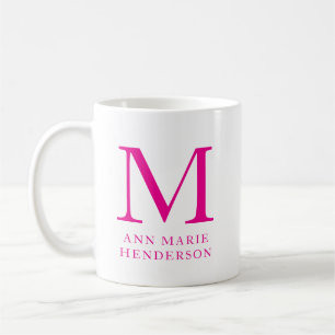 Mug Nom rose chaud et monogramme