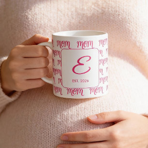 Mug Nom rose personnalisé pour nouvelle maman établie