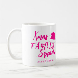 Mug Nom script personnalisé de famille de Noël rose