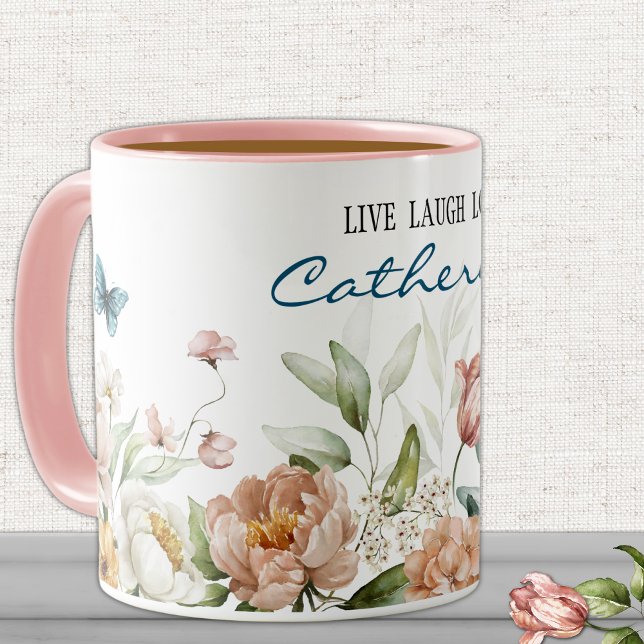 Mug Nom sur Elegant Watercolor Floral 11oz Combo (Créateur téléchargé)