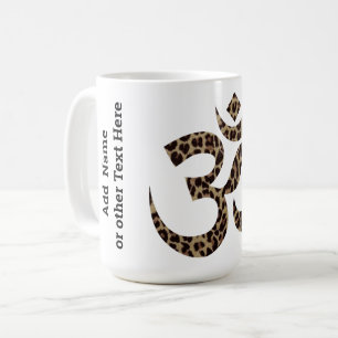 Mug Nom sur Empreinte de léopard Om Symbole 15oz Café