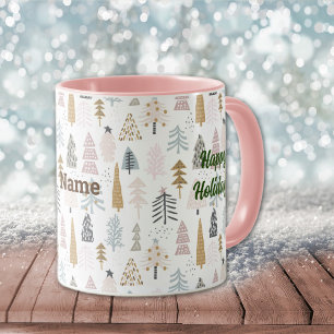 Mug Nom sur Happy Holidays Winter Trees 11oz. Combo
