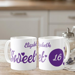 Mug Nom Sweet 16 16ème anniversaire violet