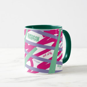 Mug Nom Tout sur les lignes rose violet Turquoise Cool