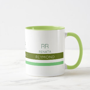 Mug nom vert élégant avec rayures