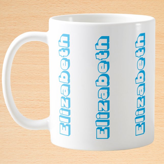 Mug Nom vertical bleu moderne Personnalisé (Créateur téléchargé)