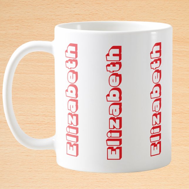 Mug Nom vertical rouge moderne Personnalisé (Créateur téléchargé)