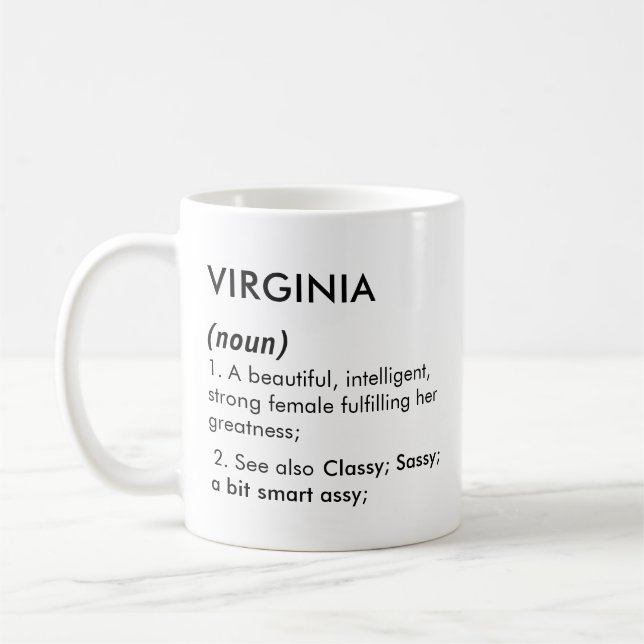 Mug nom Virginie, nom modifiable, nom personnalisé (Gauche)