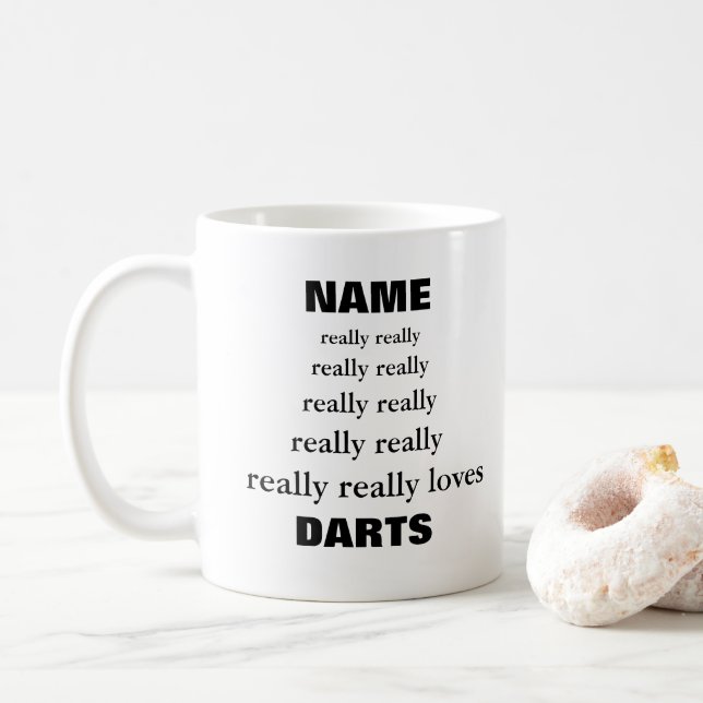 Mug Nom vraiment aime vraiment Objet Darts (Avec donut)