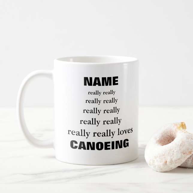 Mug Nom vraiment aime vraiment Sujet Canoë (Avec donut)