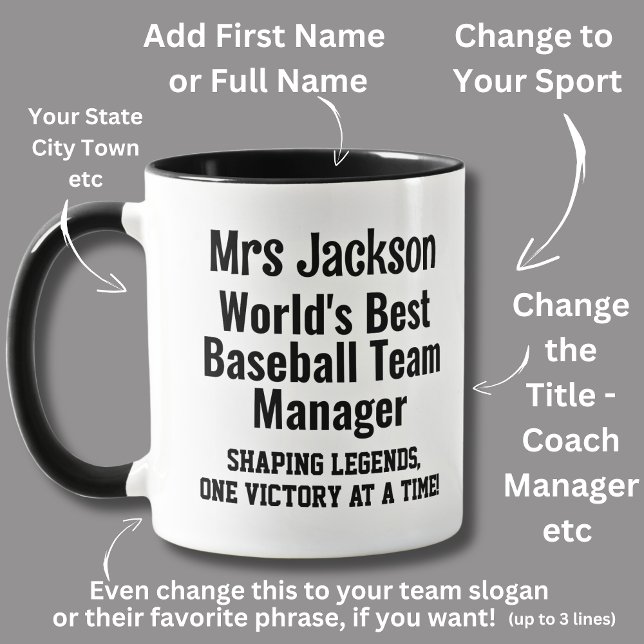 Mug Nom, Worlds Best Baseball Team Manager - Légendes (Créateur téléchargé)