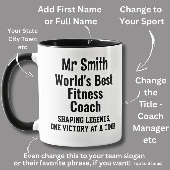 Mug Nom, Worlds Best Fitness Coach (Créateur téléchargé)