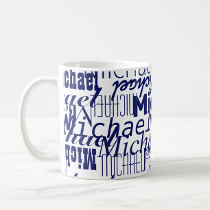 Mug Noms bleu foncé surlignés estampillés partout