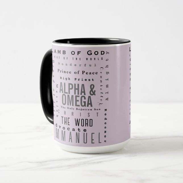 Mug Noms Chrétiens De Dieu, Moderne Simple (Devant gauche)