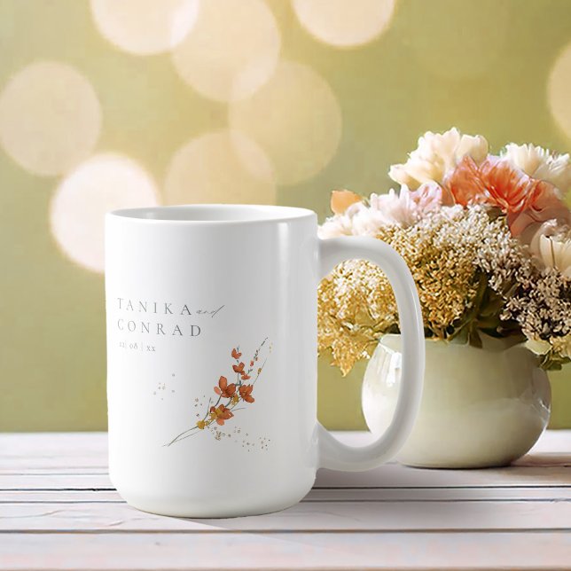 Mug Noms d'aquarelle Mariage fleur sauvage Gold ID954 (Créateur téléchargé)