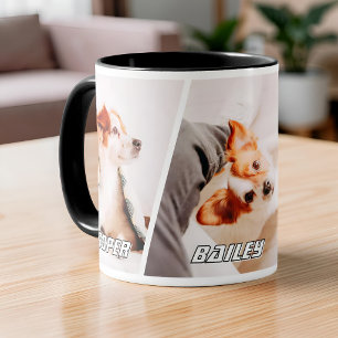 Mug Noms de chien personnalisés en 3 photos Collage Mo