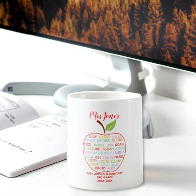 Mug noms de classe professeur merci apple mot art (Créateur téléchargé)