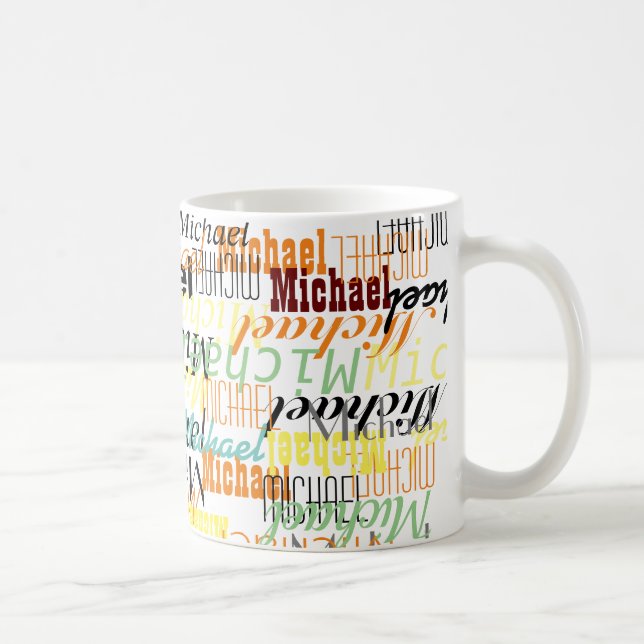 Mug Noms de couleurs superposés estampillés partout (Droite)