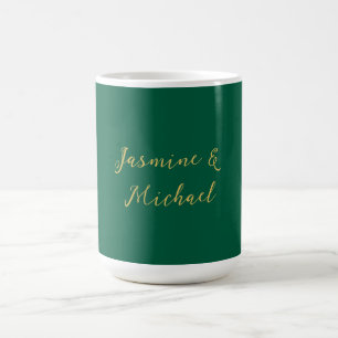 Mug Noms de couple de calligraphie classique vert et o