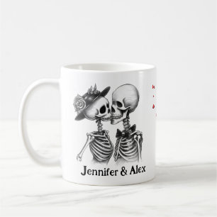 Mug Noms de couple de squelettes personnalisés