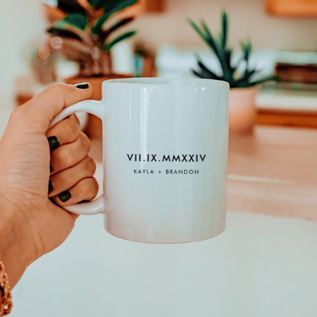 Mug Noms de couple minimal chiffres romains date de ma (Créateur téléchargé)