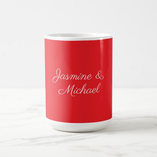 Mug Noms de couples écrits à la main en rouge et blanc (Centre)