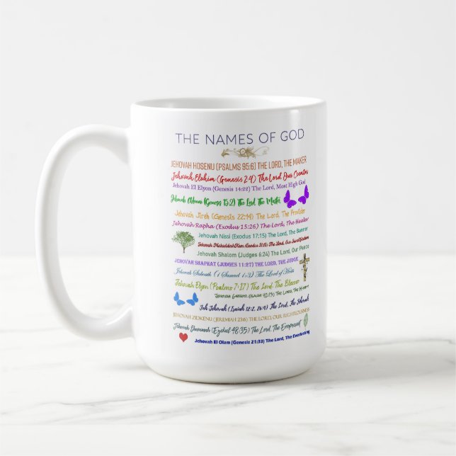 Mug Noms de Dieu et leurs significations texte multico (Gauche)