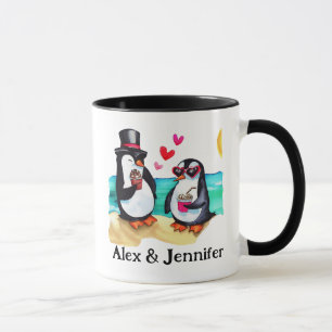 Mug Noms personnalisés des couples de pingouins