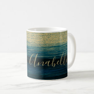 Mug Noms personnalisés écrits à la main en or brillant