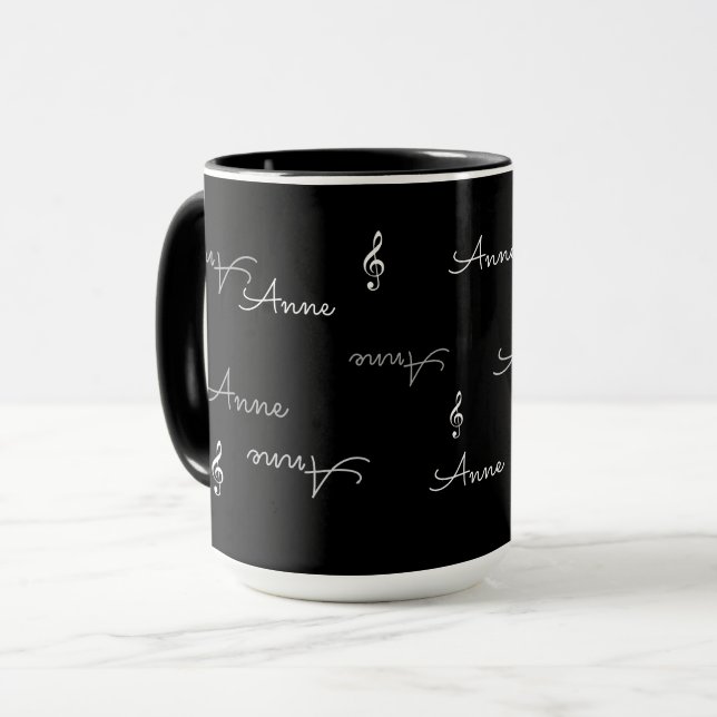 Mug Noms répétés et musique Couvercles Arbres Noir (Devant gauche)