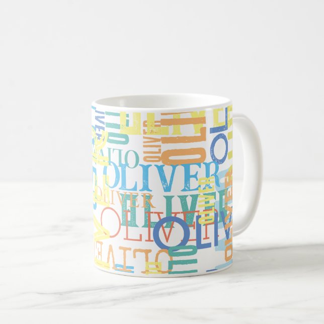 Mug Noms répliqués | Typographie Motif couleur (Devant droit)
