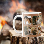 Mug Noms simples minimalistes des couples photo de bor<br><div class="desc">Idéal pour la Saint-Valentin, mariage, fiançailles ou simplement pour célébrer l'amour de tous les jours avec votre grand ami, ce design comprend quatre photos arrondies par côté (deux petits carrés et deux rectangles) et les noms du couple au centre des quatre photos répétées des deux côtés. Arrière - plan en...</div>