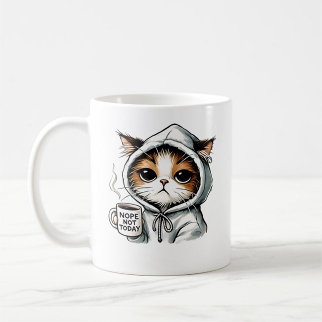 Mug Non Pas Aujourd'Hui Chat, Chat Drôle, Amateur De C (Gauche)