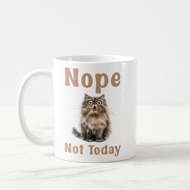Mug Non Pas Aujourd'Hui, Chat Drôle (Gauche)