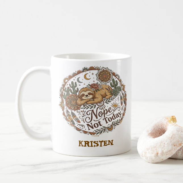 Mug Non. Pas aujourd'hui. Paresseux mignon (Avec donut)