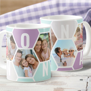 Mug Nonna Editable 5 Photo 5 Lettre Honeycomb