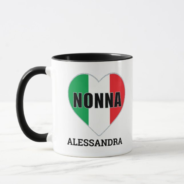 Mug NONNA Italien Drapeau Coeur personnalisé (Gauche)