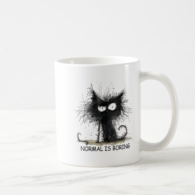Mug Normal Is Boring Funny Cat Graphic Tee Men Women  (Droite)