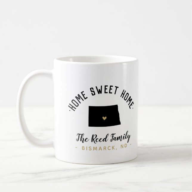 Mug North Dakota Home Sweet Home Famille Monogramme Mu (Gauche)