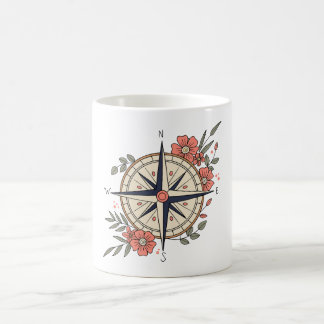 Mug North, ,South, East, and West With Flowes