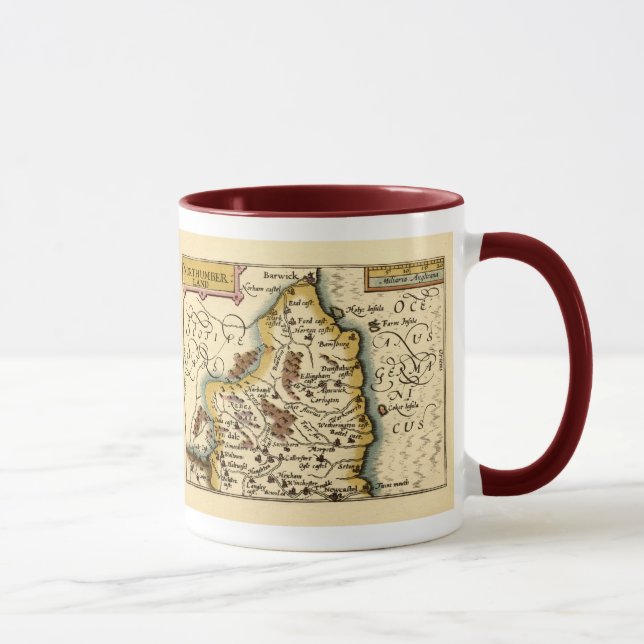 Mug Northumberland Comté Angleterre Ancien Carte Antiq (Droite)