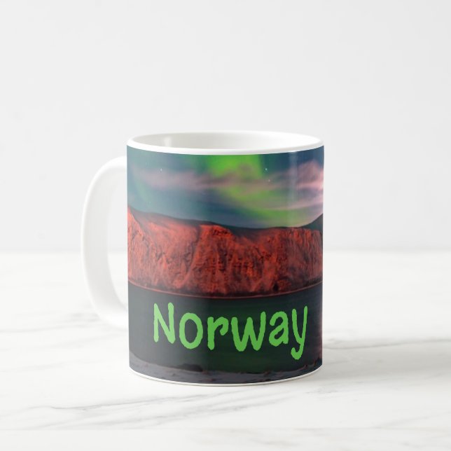 Mug Norvège Lumières nordiques scandinaves Falaises ro (Devant gauche)