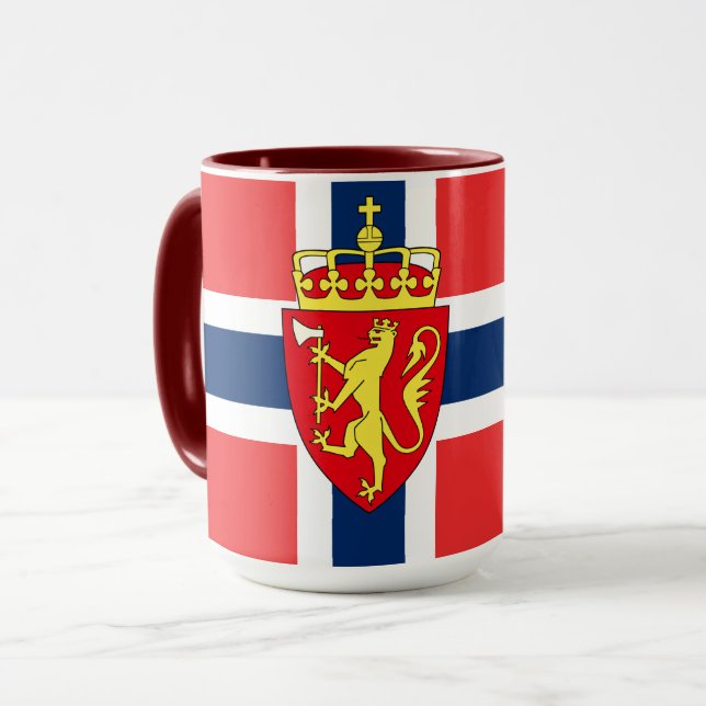 Mug Norvège, pavillon norvégien, armoiries (Devant gauche)