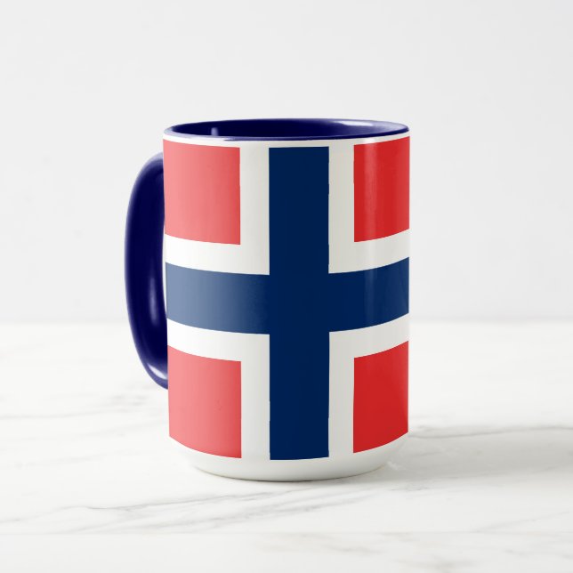 Mug Norvège, pavillon norvégien, armoiries (Devant gauche)