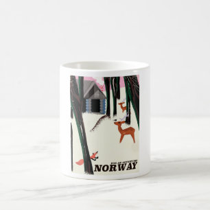 Mug Norvège paysage de poster de voyage vintage